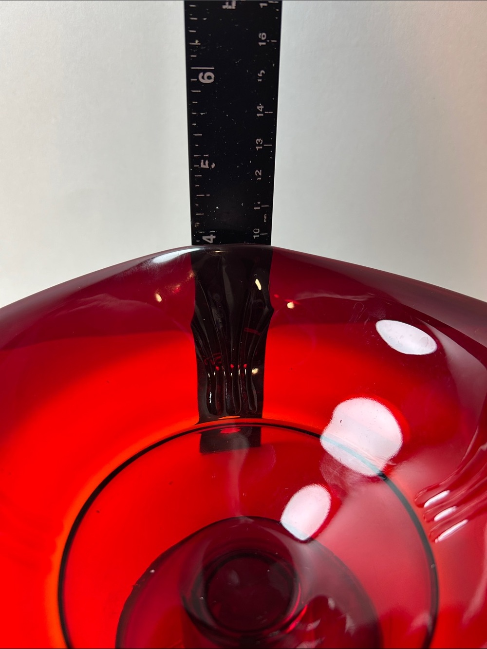 Viking Glass Ruby Red Ambrina Shine 4 Point Pedestal Ruffle Dish - Picture 14 of 15